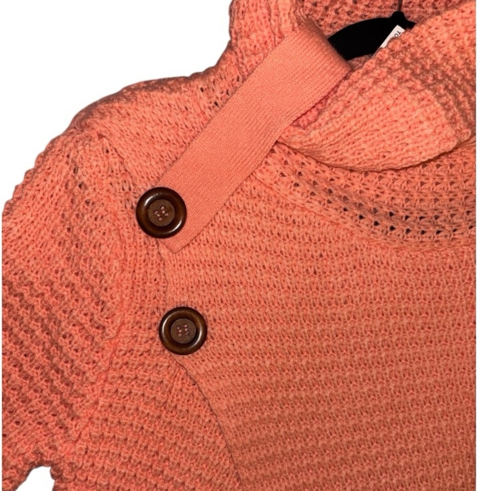 Zenana Turtleneck Waffle Crossover Button Sweater, P2P:20.5”, L:28”, NWT-Coral - Picture 12 of 16